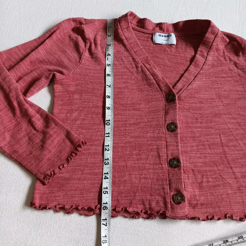 Old Navy Pink Button Down Sweater With Ruffles